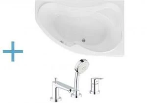Акриловая ванна Aquanet Capri 160x100 R (каркас + смеситель Grohe BauEdge 2511700A)