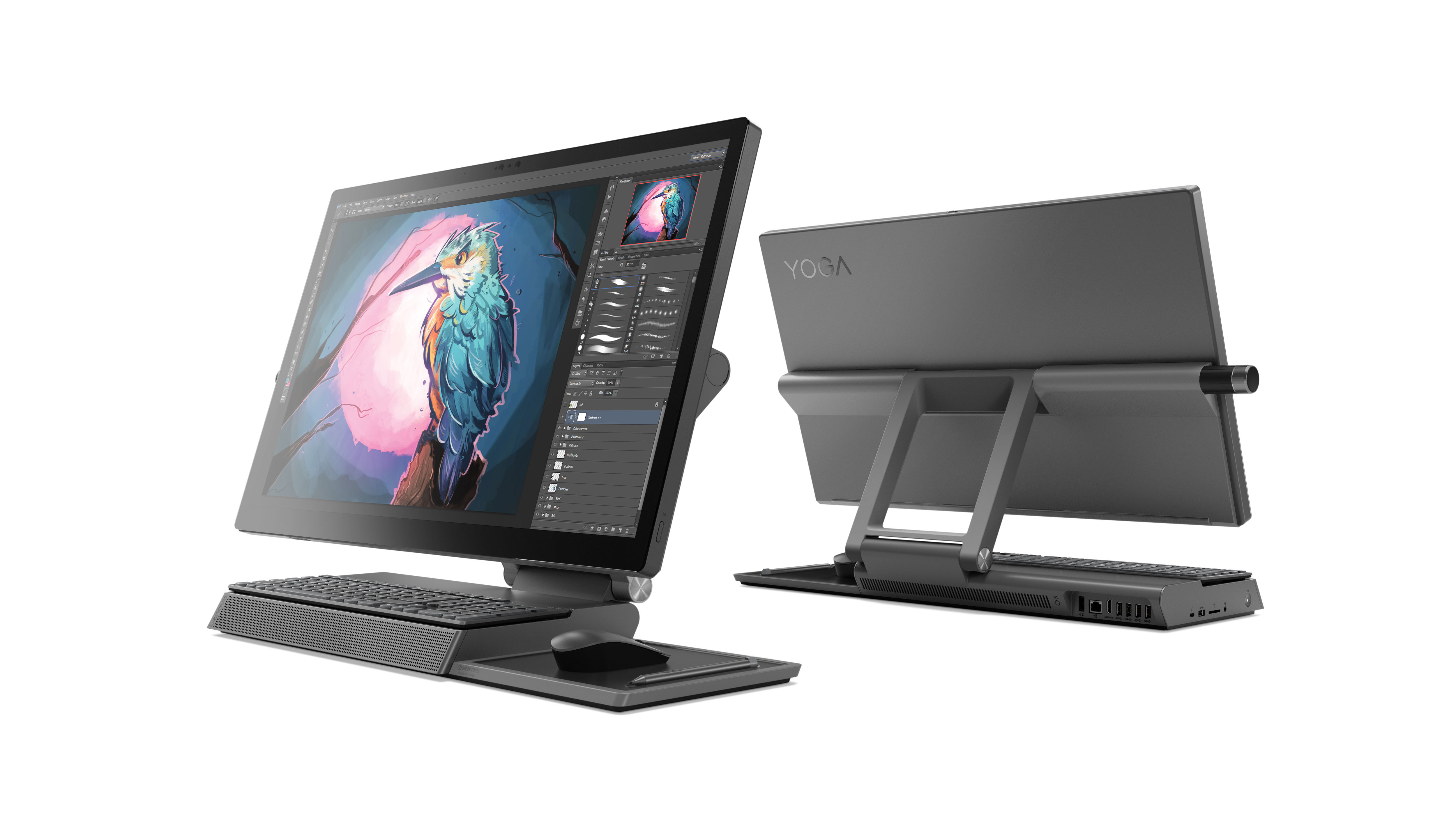 F0E5003URK yoga a940-27icb 27"(3840x2160)/touch/intel core i7 9700(3ghz)/16384mb/1000+512ssdgb/nodvd/ext:amd radeon rx 560(4096mb)/bt/wifi/war 1y/14.5kg/iron grey/w10 + wireless kb and mouse, pen Lenovo Santreyd  - Вид №1