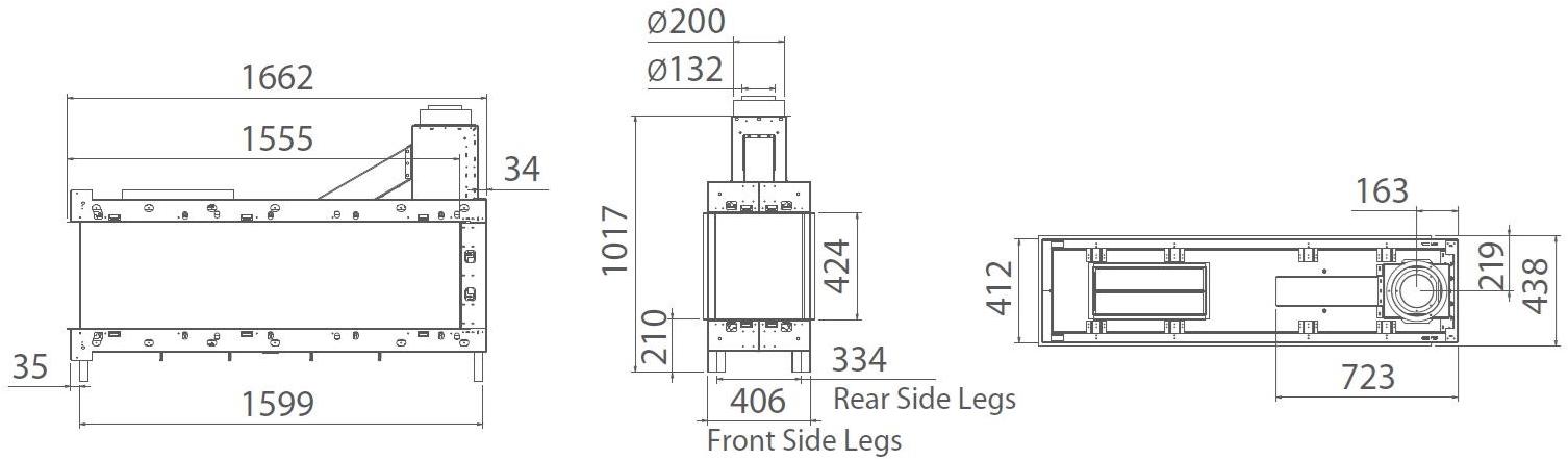 BRITISH FIRES Трехсторонний газовый камин с дистанционным управлением sun-id-1394194 - Вид №1