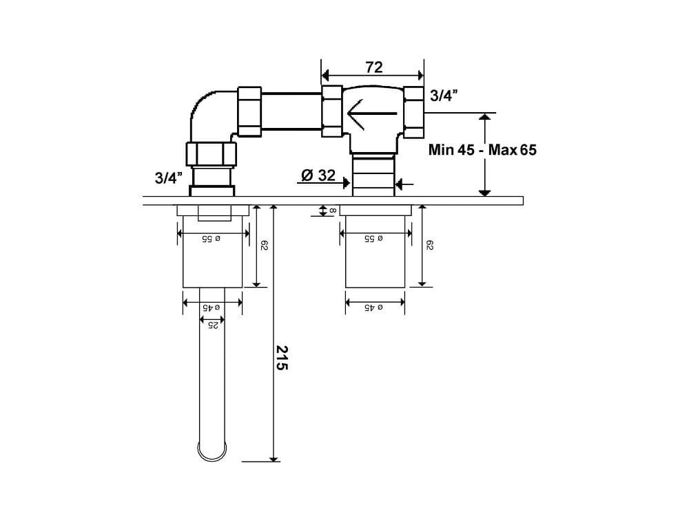 Настенный смеситель для раковины с 2 отверстиями rvb FLAMANT DOCKS ARCH-00126947 - Вид №1