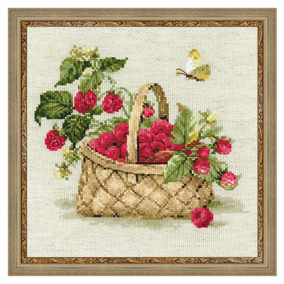 1448 Набор для вышивания Малина в лукошке 30 х 30 см RIOLIS Сотвори Сама 