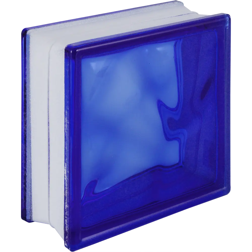 Стеклоблок Волна окрашенный в массе цвет синий VITRABLOCK STLM-2125029