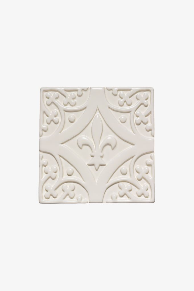 ACDFU5 Архив Церковная декоративная полевая плитка Deco "F" 4 1/4 "x 4 1/4" Waterworks Archive