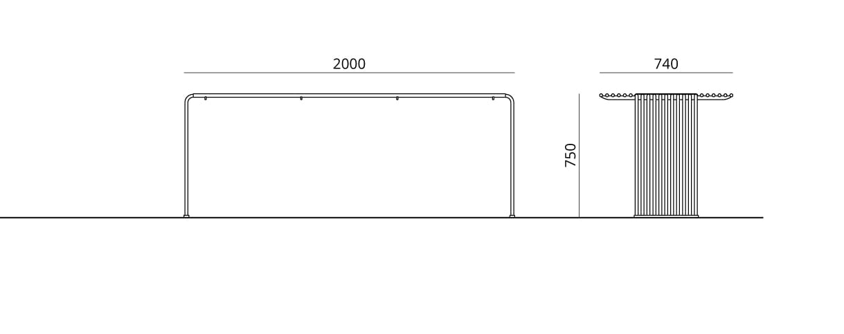 Прямоугольный металлический стол для общественных мест Urbantime Zeroиндексы.015 ARCH-00023102 - Вид №7