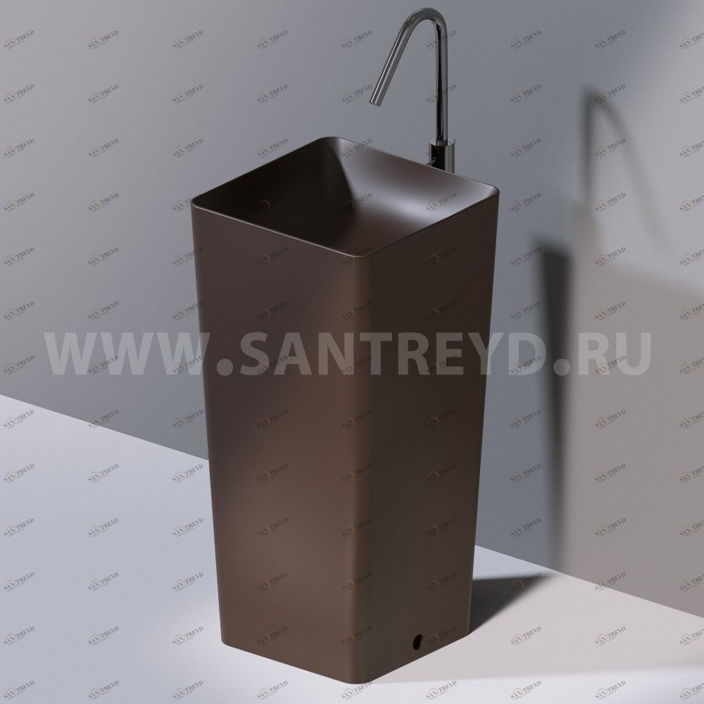 L506T0R0VT107 Раковина напольная ELITE SQUARE 420х420х870 мм без отверстия под смеситель Коричневый матовый AeT ITALIA