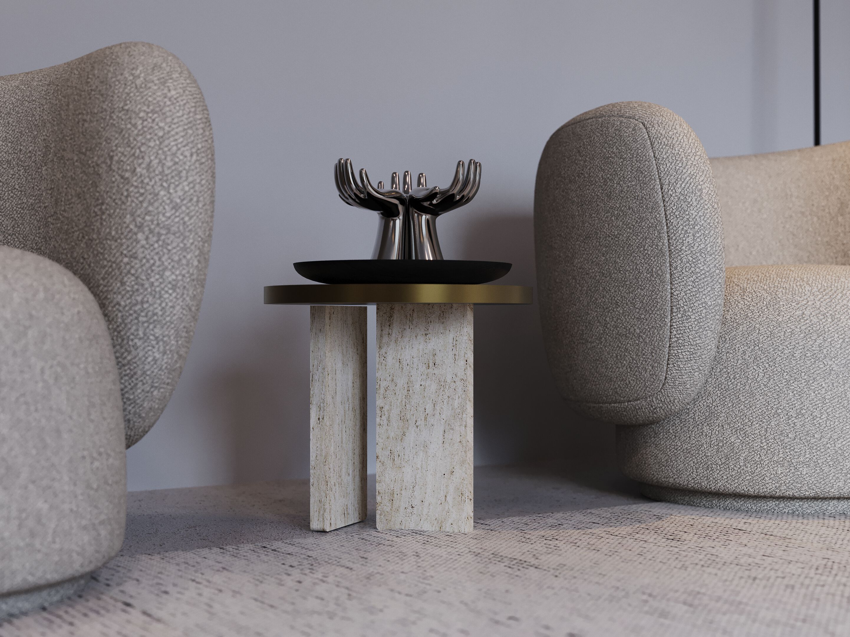 Травертин круглый журнальный столик Davani Purity ARCH-00027089 - Вид №3