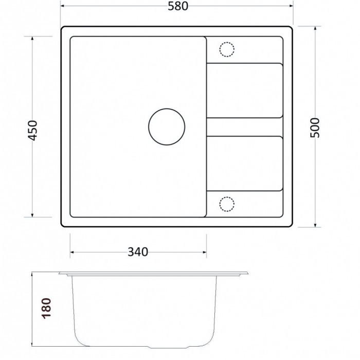 Zorg GR 580 Black Bronze Мойка кухонная прямоугольная Zorg  - Вид №2