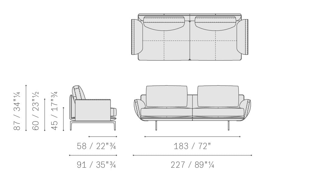 2-местный диван из ткани и кожи Poltrona Frau коллекция-диваны и кресла ARCH-00023593 - Вид №9