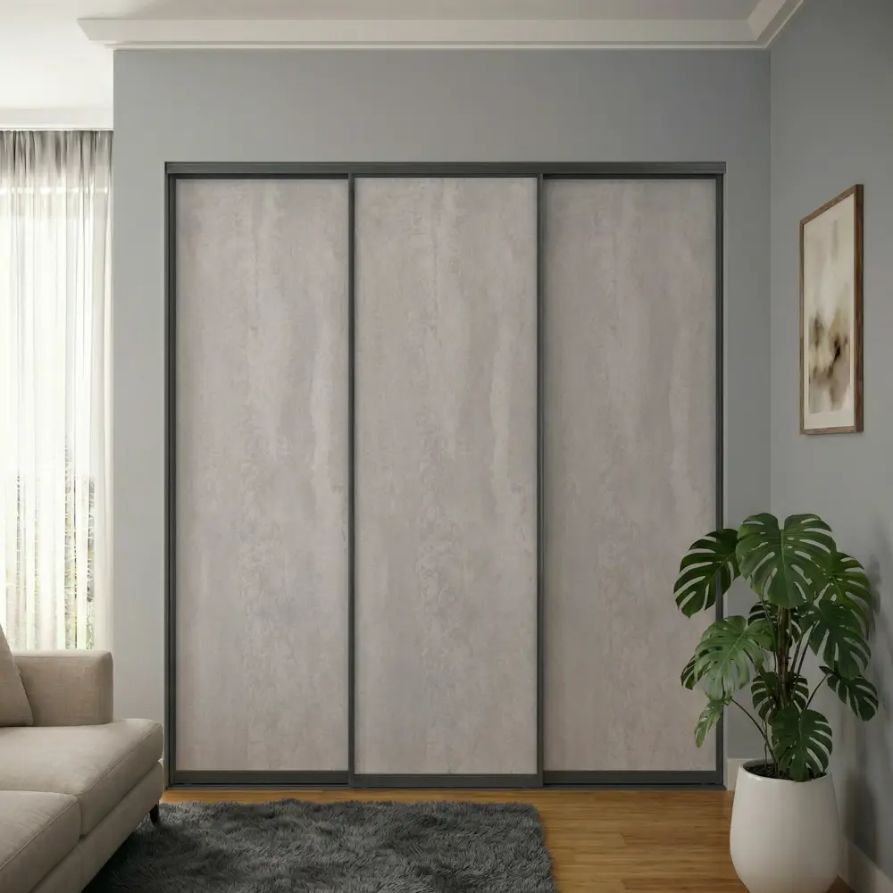 Дверь-купе KONSENSA 225.5x60.4 см МДФ цвет бетон профиль черный 89443979 STLM-2187073  - Вид №8