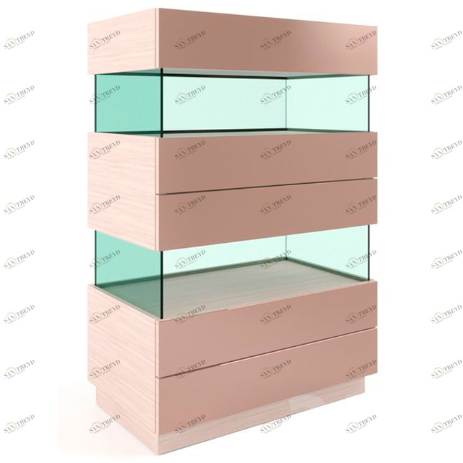 Комод бежевый со стеклянными вставками "Фрэнк-3" GRAUM ДИЗАЙНЕРСКИЕ 304012 Бежевый 