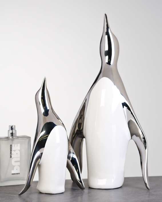 86636 Casablanca, фигурка маленькая керамическая "Пингвин", цвет бело-серебристый Santreyd 