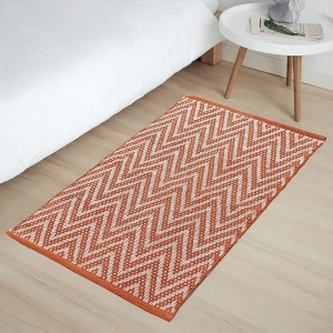 CTIM Хлопковый ковер ручной работы в эко-стиле, красный шеврон 60x90 см 89371671