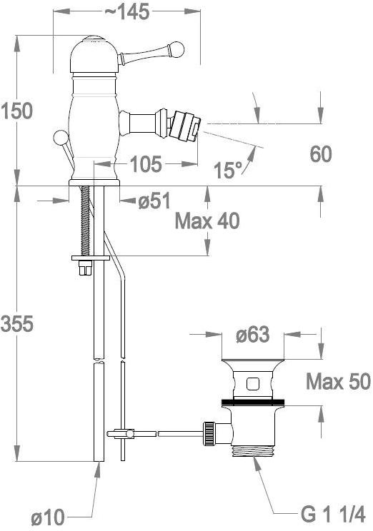 Fir Italia Смеситель для биде, однорычажный, настольный Melrose 70 sun-id-1356906 - Вид №2