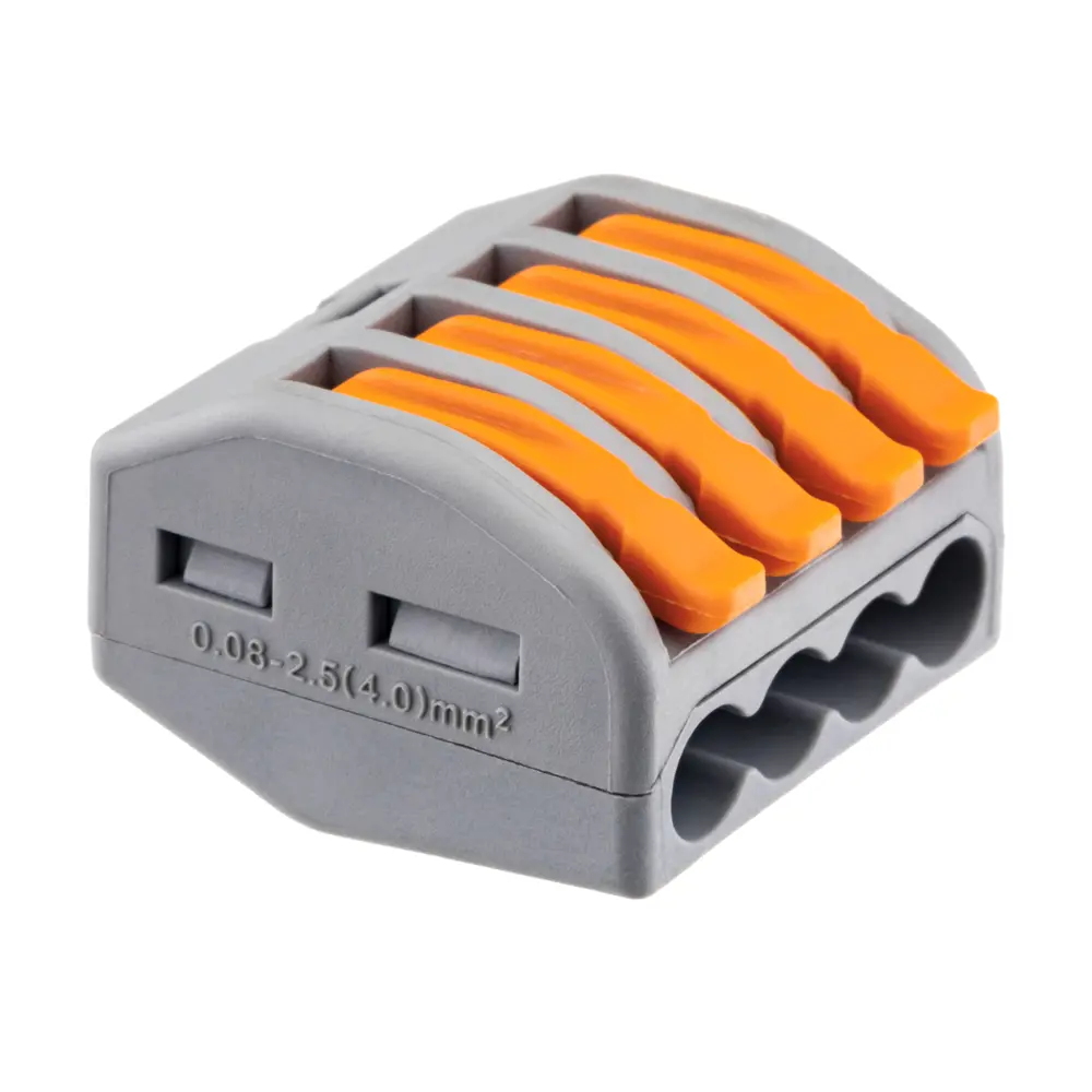 Клеммы соединительные монтажные с рычажком Duwi СМК 222-414 4-проводные 4мм² серые 50шт 26679 6 STLM-2152418