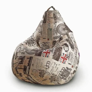 91591675 Кресло-мешок Bean joy Лондон XxXXL 100x140x100 см цвет бежево-черный STLM-1411331