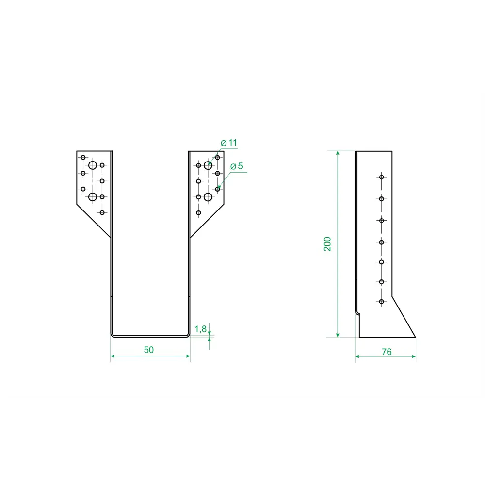 Santreyd Опора для балки раскрытая 50×200 мм для каркасного строительства 84857900 STLM-0056296 - Вид №2
