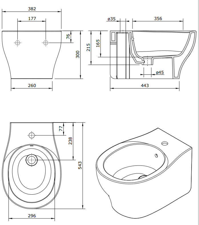 139450004 Биде подвесное Sanproject Sanindusa - Вид №2