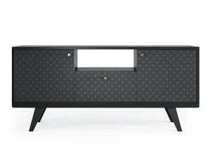 Тумба под телевизор с ящиком черный дуб с принтом Thimon THE IDEA  210231 Черный