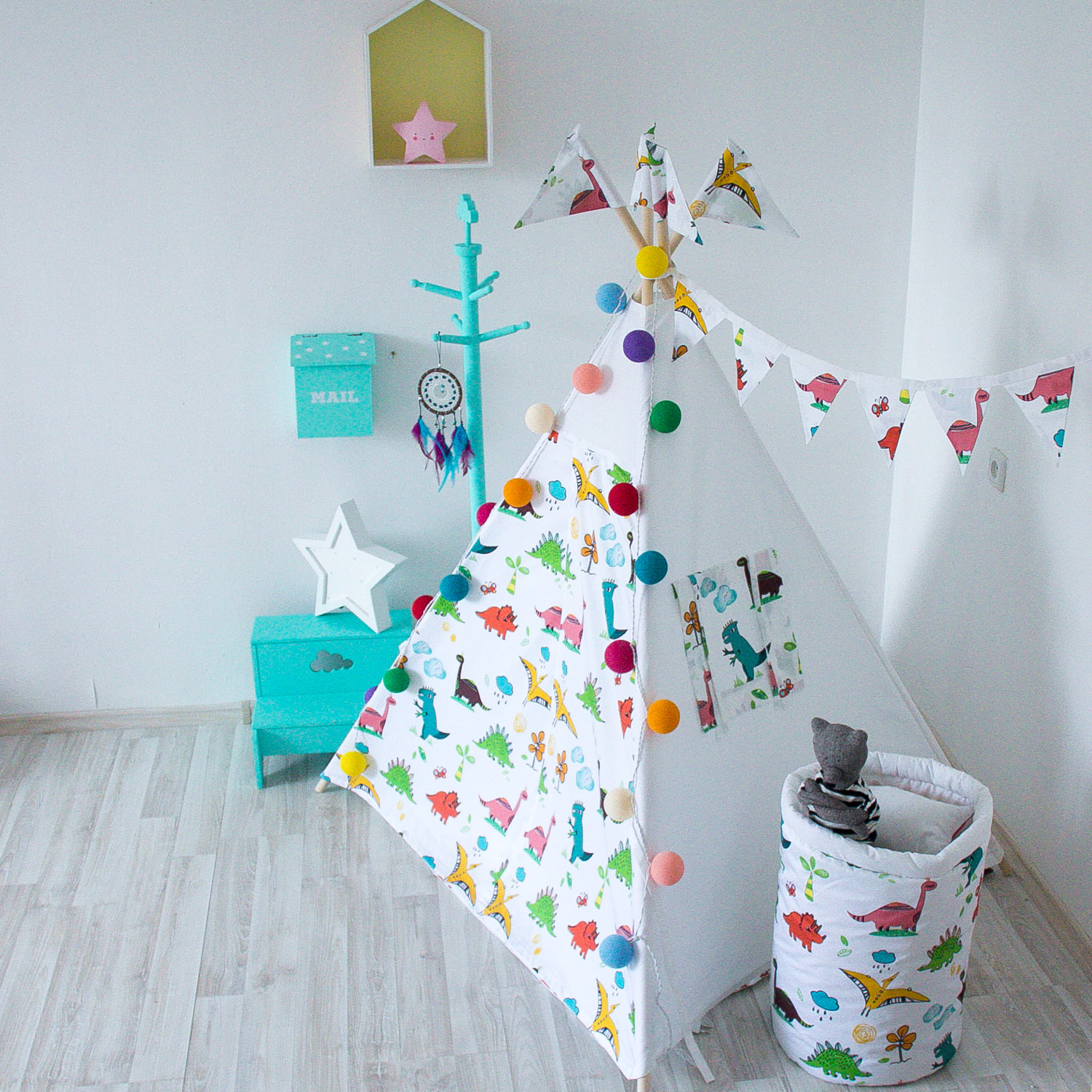 Гирлянда из 8 флажков Dino VAMVIGVAM DINO 282170 Красный;желтый;зеленый Santreyd - Вид №5