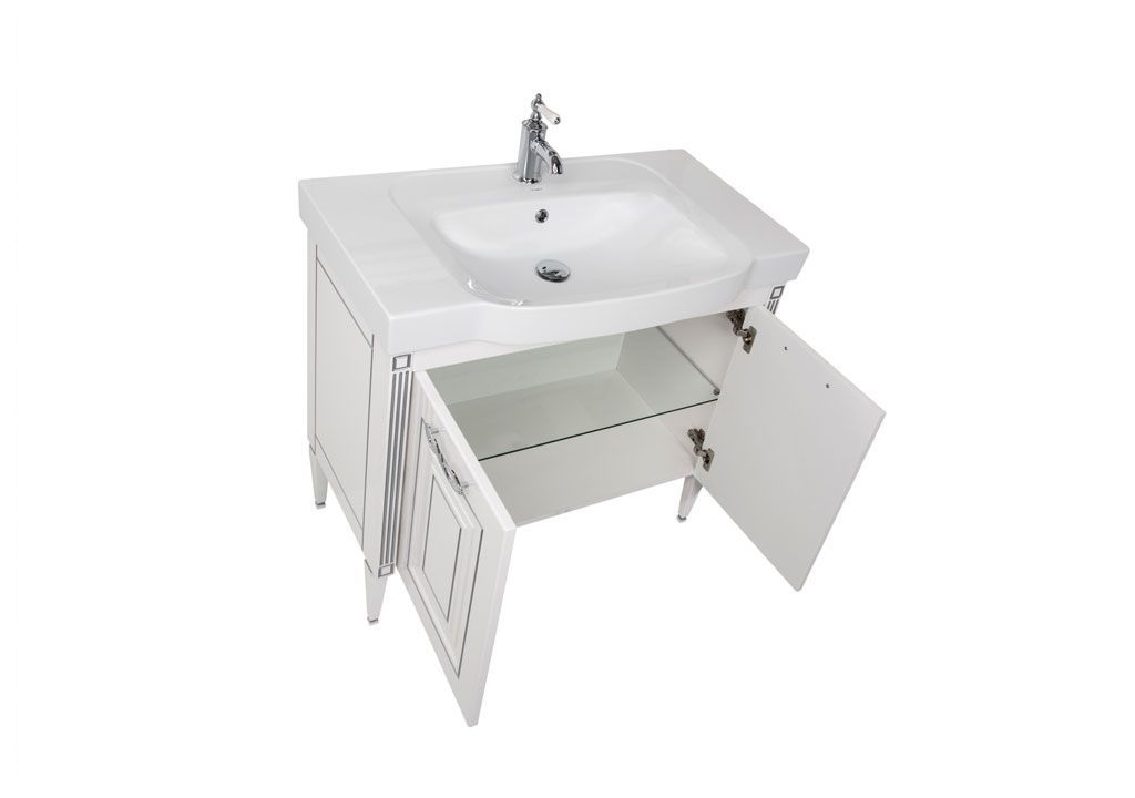 Тумба с раковиной Aquanet Паола 90 белый/серебро (керамика) 0018612100185340 - Вид №2