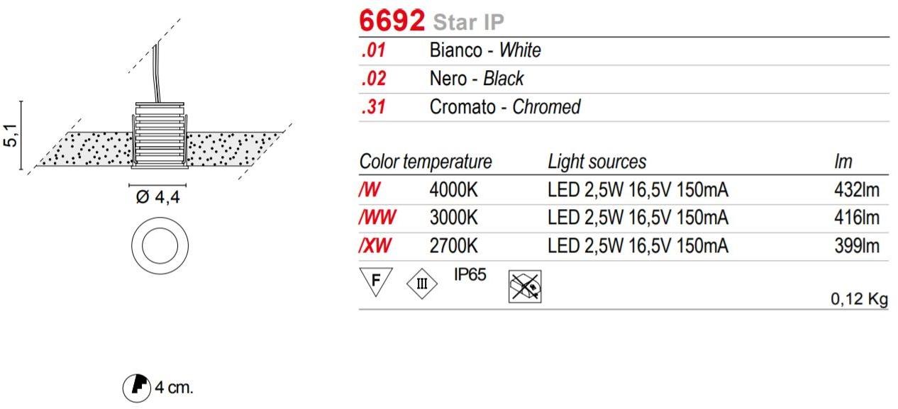 EGOLUCE Встраиваемый алюминиевый светодиодный светильник Star 6692 - Вид №3