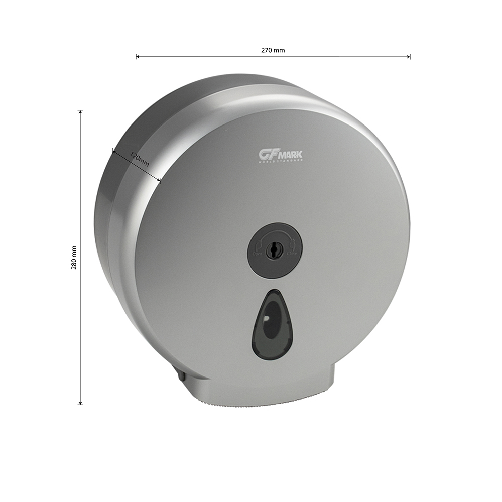 GFmark - Диспенсер для туалетной бумаги - барабан, пластиковый, СЕРЫЙ, с глазком, капля с ключем, код: 927  - Вид №6