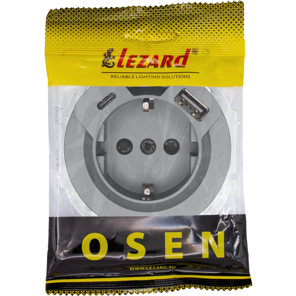 Розетка TC+USB встраиваемая Lezard Osen с заземлением цвет серый 89424727 STLM-2180089 - Вид №6