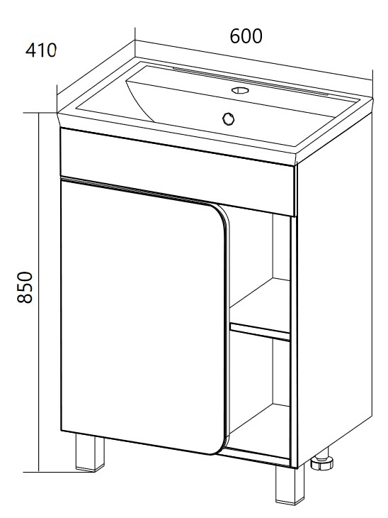 У76055 Тумба Nuvo 60Н 1д. Белый глянец 1 Marka NUVO  - Вид №6