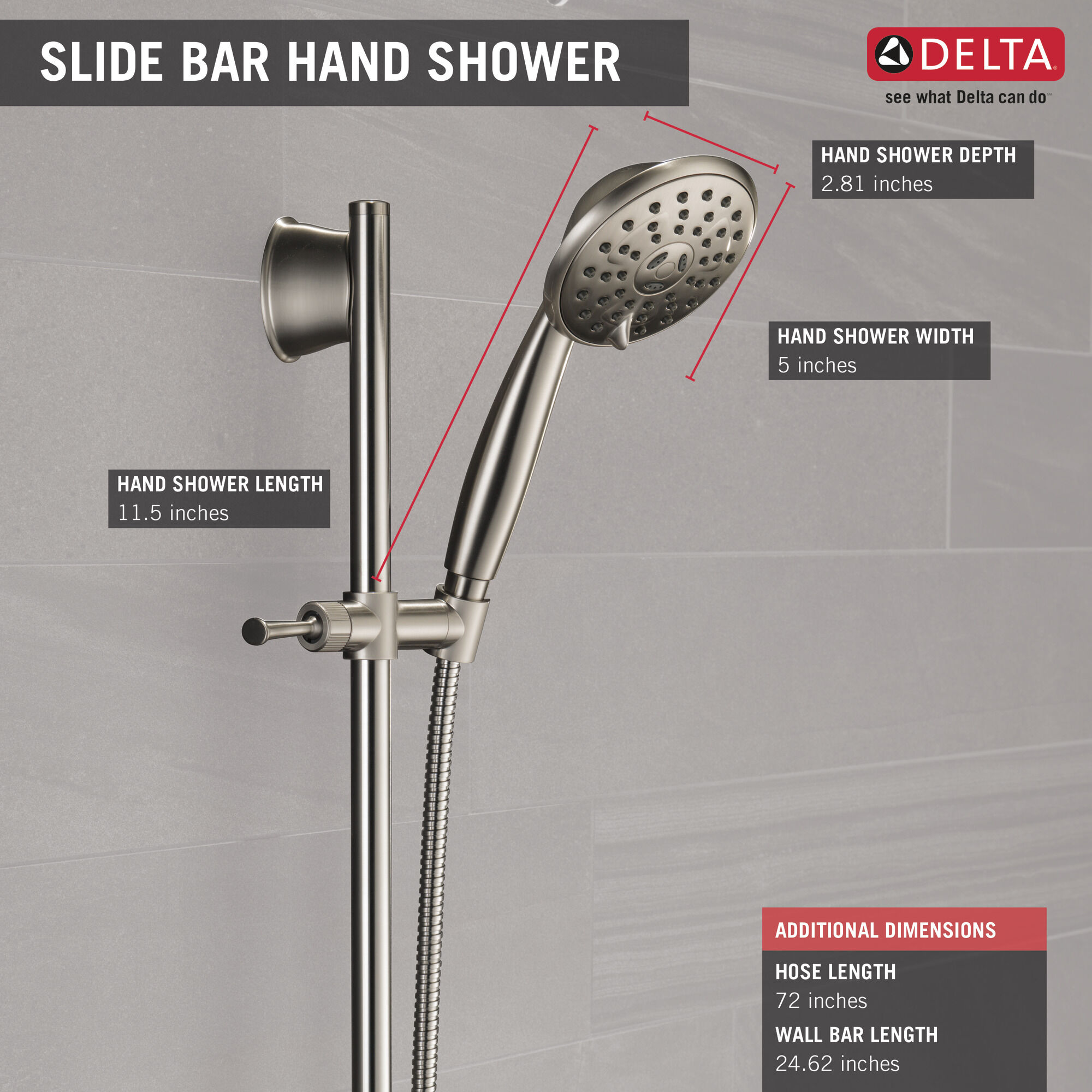 Ручной душ Porter 3 Setting Wall Bar Delta Faucet 75806SN - Вид №2