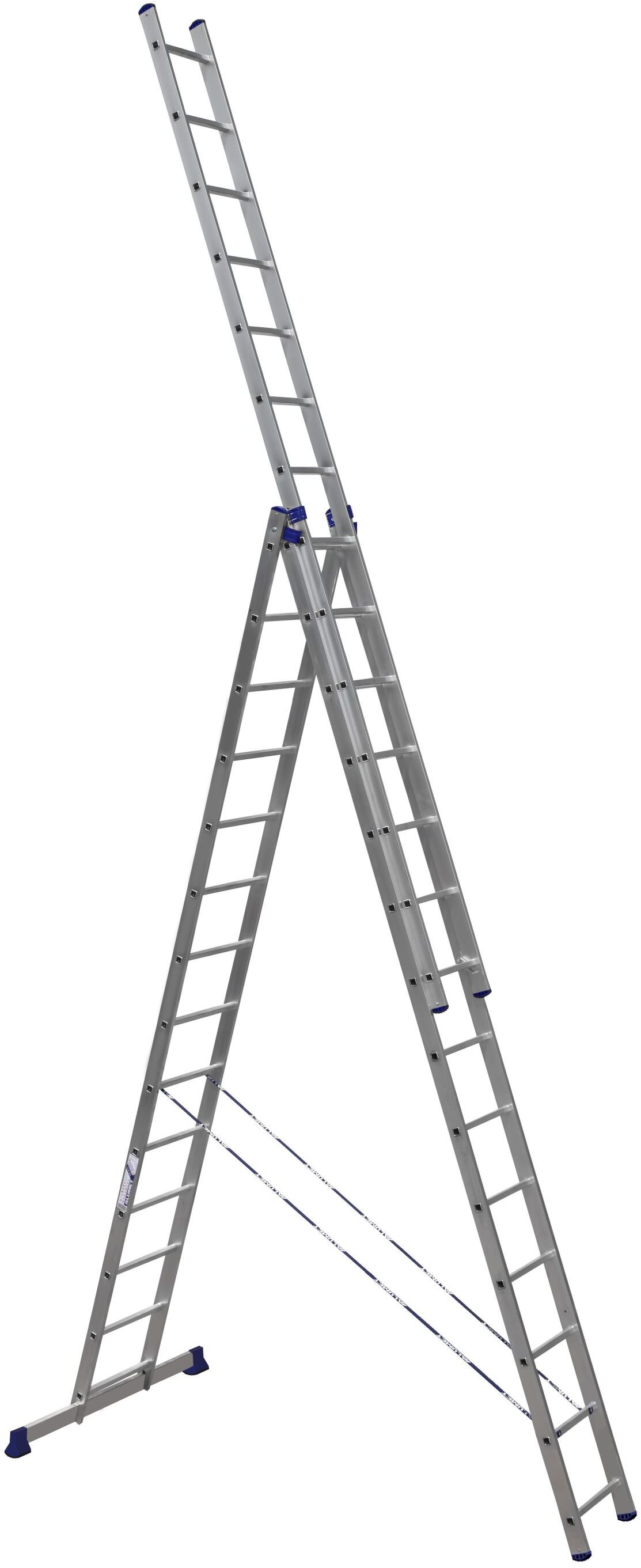 Алюминиевая трехсекционная усиленная лестница 3*14