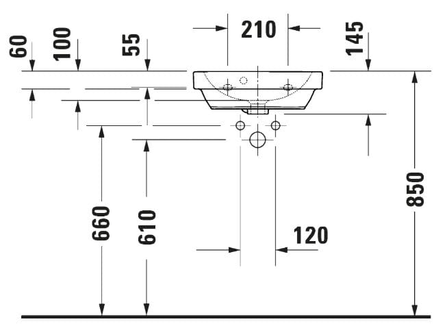 Керамическая подвесная раковина с переливом Duravit D-Code ARCH-00038707 - Вид №2