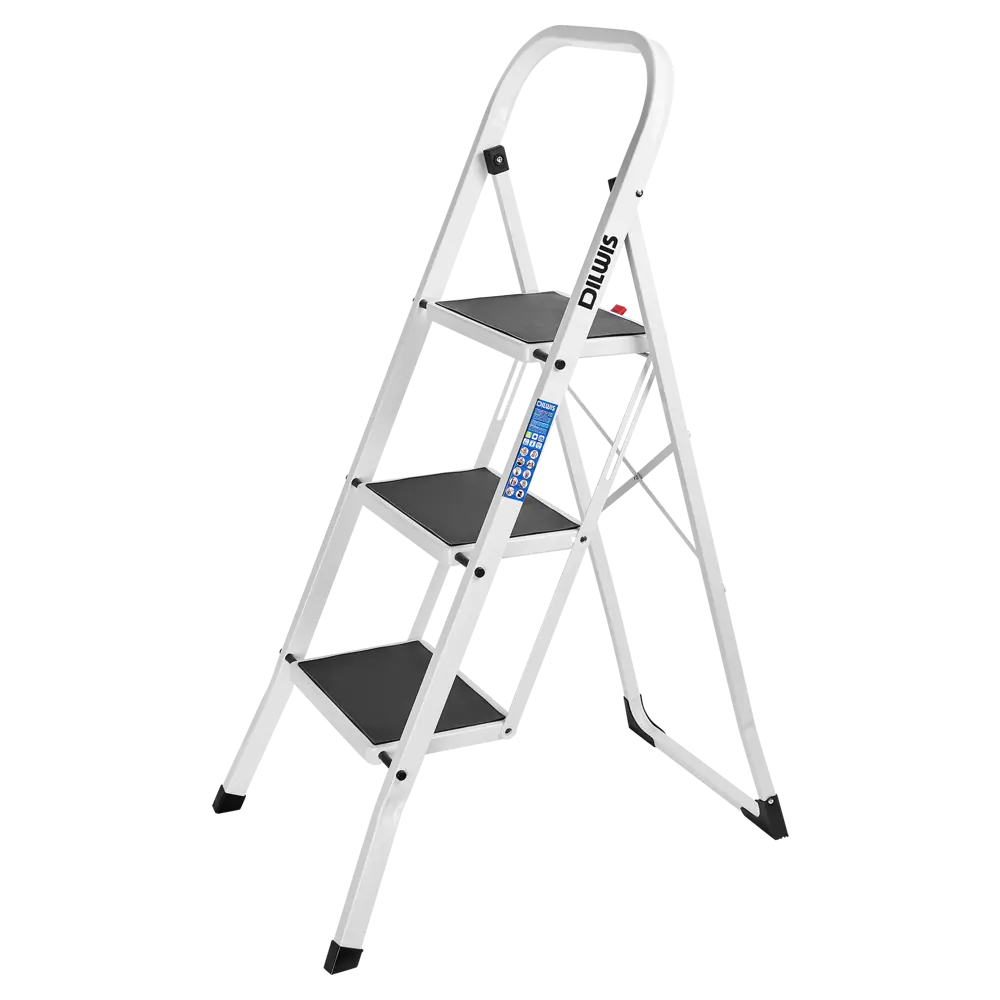 Стремянка стальная DILWIS 97703, 3 ступени, нагрузка 150 кг 89403475 STLM-1584196