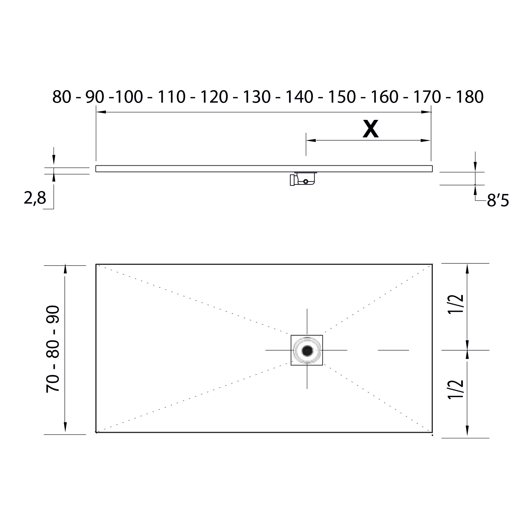 23548 SALGAR Поддон для душа RIOJA ANTHRACITE 800 x 800 мм  - Вид №3