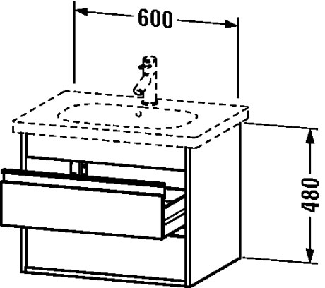 KT665007575 Тумбочка подвесная Ketho #KT6650 600 x 455 мм Лен, декор Duravit - Вид №1