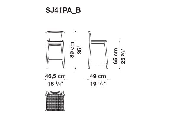 Высокий стул из дерева и плетеной веревки B&B Italia Jens ARCH-00120285 - Вид №1