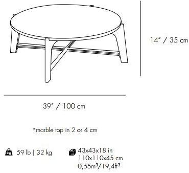 Mambo Unlimited Ideas Низкий круглый мраморный журнальный столик Flex sun-id-1445527 - Вид №3