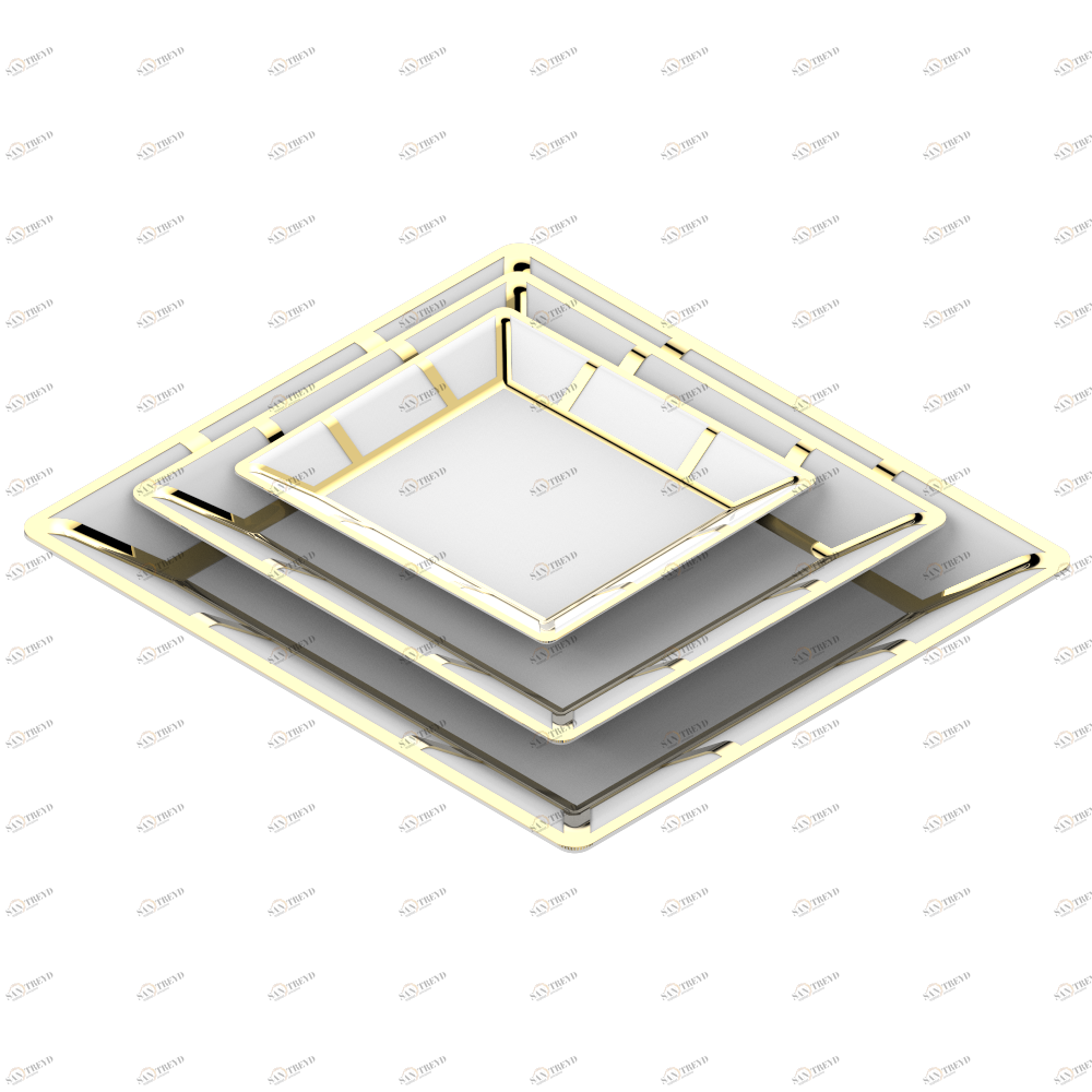 A7A-4626 Набор из трёх фарфоровых блюдец Thg-paris Ithaque с золотым декором Хром A7A-4626 CAT.A