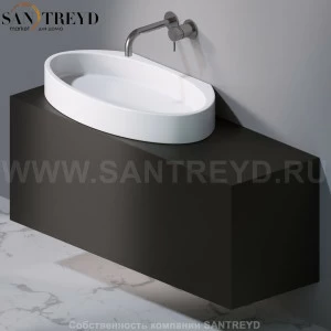 C180V3..105 Настенный туалетный столик с 1 ящиком с отверстием для раковин слева черный матовый A. e. T. ITALIA M35 Италия