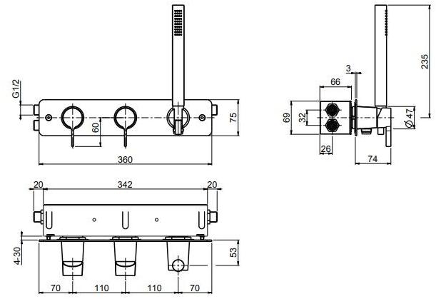 Quadrodesign Смеситель для ванны настенный Volcano sun-id-1412423 - Вид №2