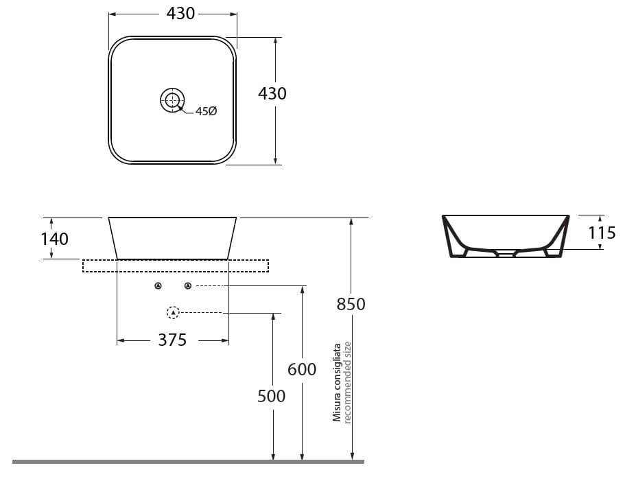 Керамическая квадратная столешница Azzurra Ceramica Сборка ARCH-00063749 - Вид №7