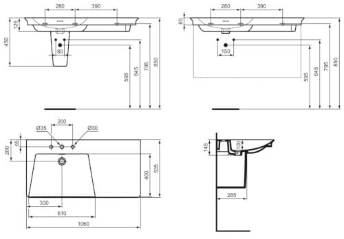 Керамическая раковина с одной столешницей с переливом Ideal Standard La Dolce Vita ARCH-00095709 - Вид №8