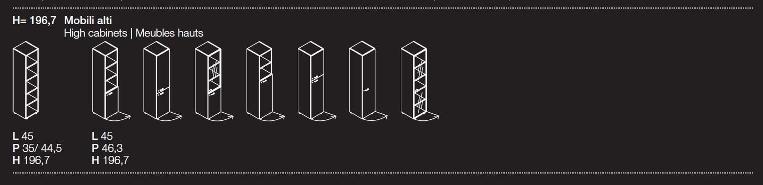 Высокий офисный шкаф из дерева и стекла с распашными дверями Las Mobili универсальные контейнеры Evo ARCH-00075869 - Вид №2