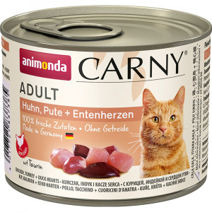 ПР0059589 Корм для кошек Carny Poultry курица, индейка с сердцем утки банка 200г Animonda