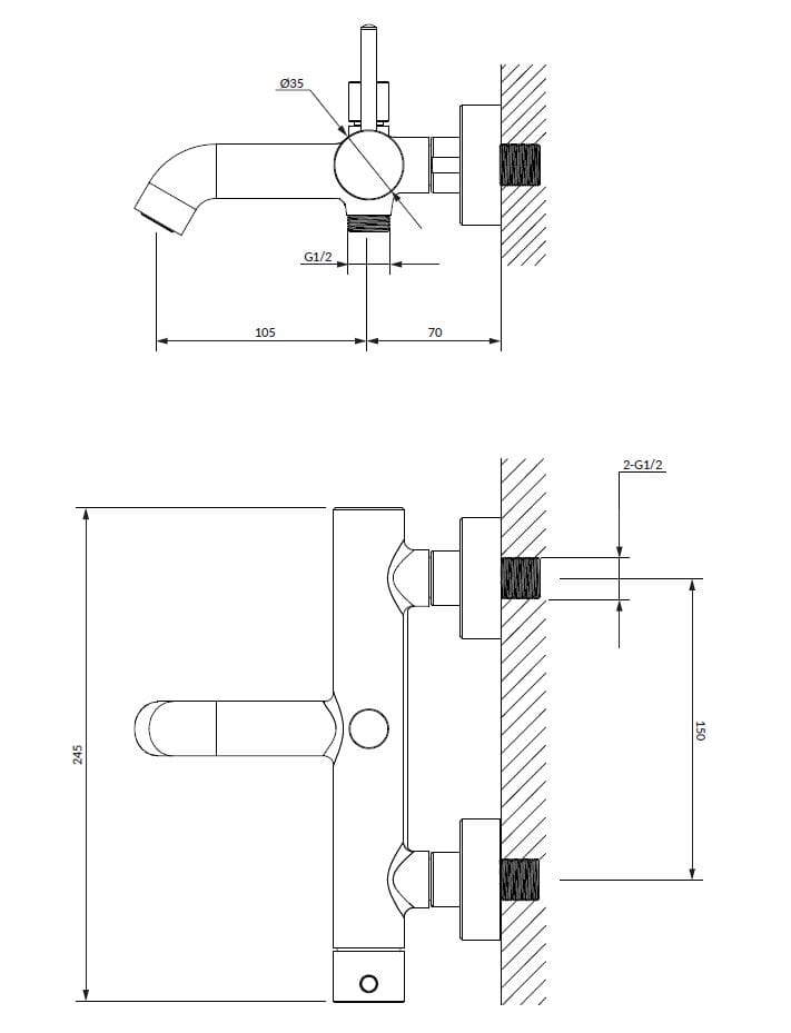 Набор настенных ванн с ручным душем OMNIRES Y ARCH-00027689 - Вид №9