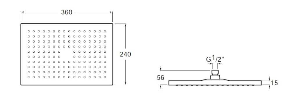 Прямоугольная душевая головка с системой защиты от накипи Roca RAINSENSE 5B3050C00 ARCH-00102524 - Вид №2