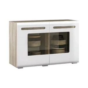 91887118 Комод Мебелони Наоми км-10 2 ящика 120.2х46х79 см ЛДСП цвет дуб каньон/белый глянец STLM-1365958