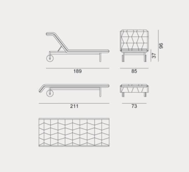 Алюминиевая откидная Садовая кровать с колесами Gervasoni Gervasoni Outdoor ARCH-00132589 - Вид №4
