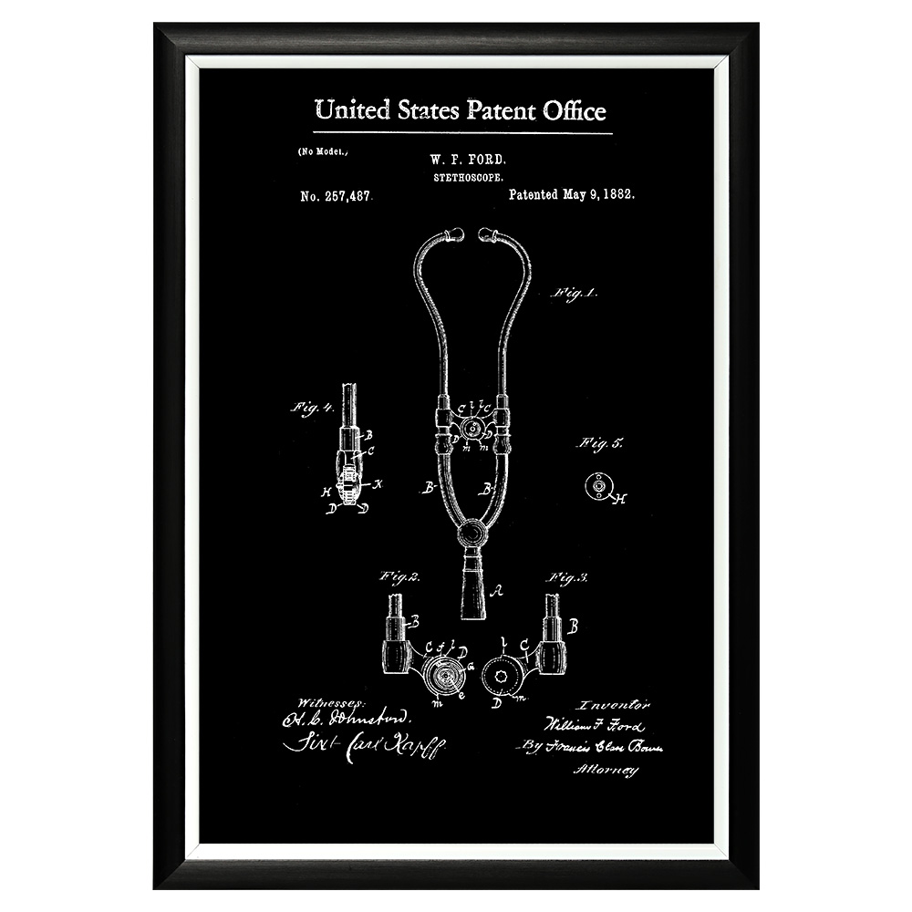 896521254_1818 Арт-постер «Патент на стетоскоп, 1882» Object Desire 
