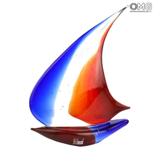 329 ORIGINALMURANOGLASS Скульптура Разноцветный Парусник - муранское стекло OMG 30 см