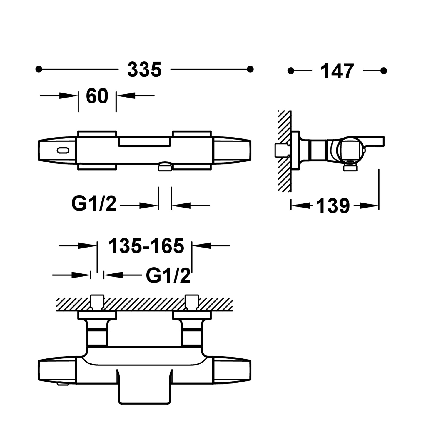 Настенный термостатический смеситель для ванны и душа-19017415OPM TRES Thermostatic - Вид №1